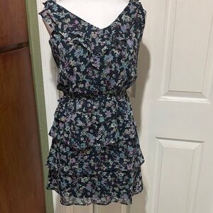 Xhilaration Black Floral Ruffle Mini Dress